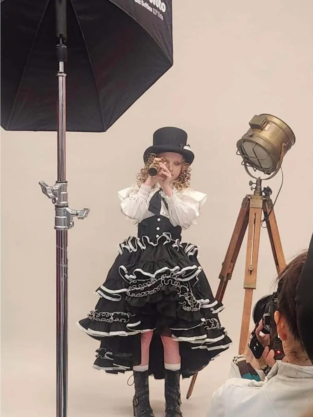Victorian-Inspired Black & White Steampunk Costume / Gown